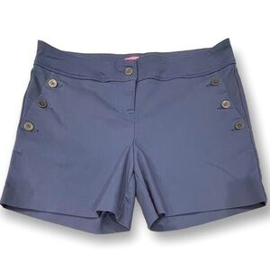 NWOT Isaac Mizrahi Sizes 4, 10 Blue Gray Tailored Shorts w/Button Detail